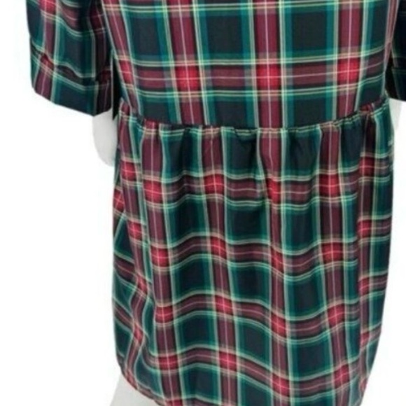NWT Tuckernuck Festive Plaid Tartan Royal button-up shirt mini dress - M - Picture 9 of 13